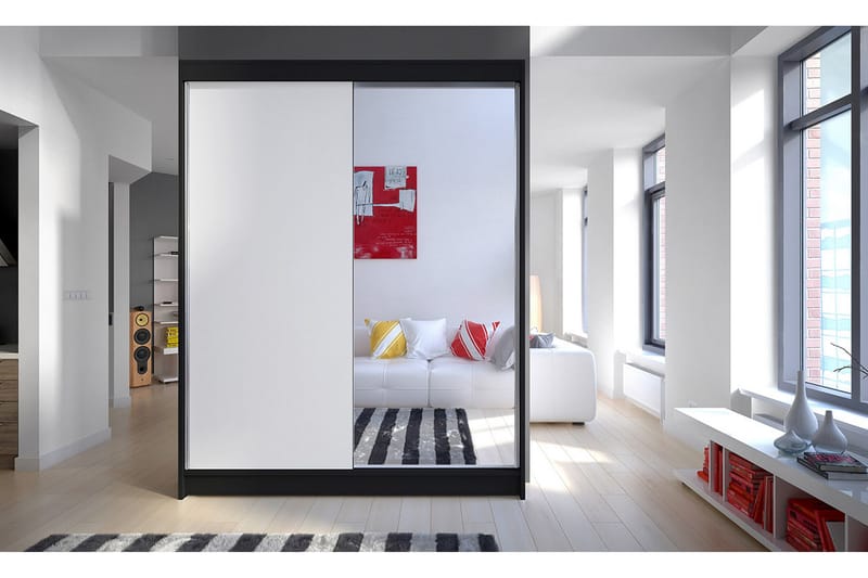 NORTHALLERTON Garderob 150x58x200 cm - Svart/Vit - Förvaring - Sko- & klädförvaring - Garderober & garderobssystem