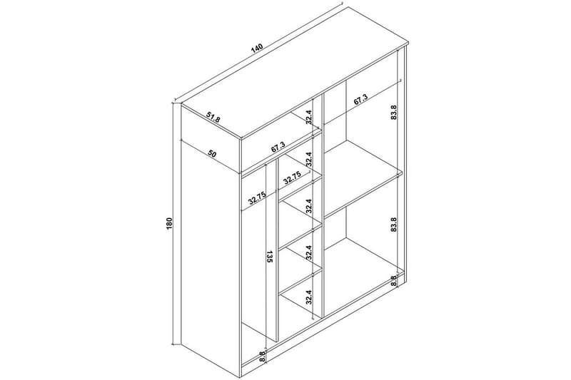 Olera Garderob 140x180 cm - Natur - Förvaring - Sko- & klädförvaring - Garderober & garderobssystem - Hörngarderob