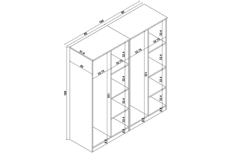 Olera Garderob 160x180 cm - Natur - Förvaring - Sko- & klädförvaring - Garderober & garderobssystem - Hörngarderob