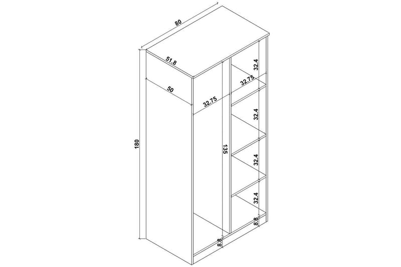Olera Garderobsskåp 80x180 cm - Natur - Förvaring - Sko- & klädförvaring - Garderober & garderobssystem - Hörngarderob