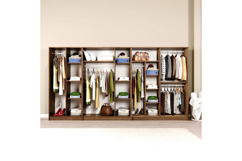 Olera Hörngarderob 340x180 cm - Natur - Förvaring - Skåp - Garderobsskåp