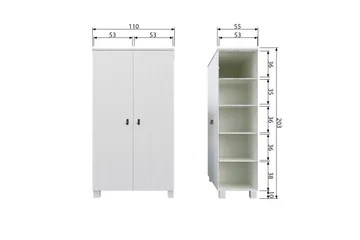 Ollerz Garderob 55x111 cm - Vit - Förvaring - Sko- & klädförvaring - Garderober & garderobssystem