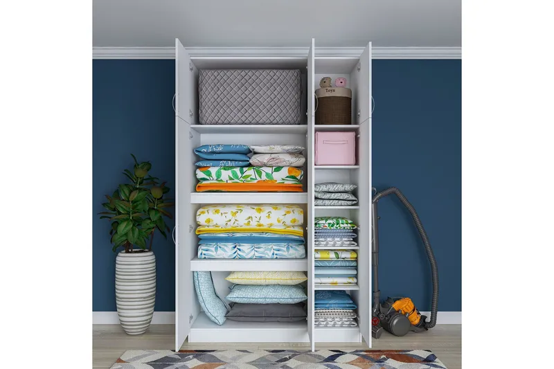 Ostin Garderob 6 Skåp 55x145 cm - Vit - Förvaring - Sko- & klädförvaring - Garderober & garderobssystem