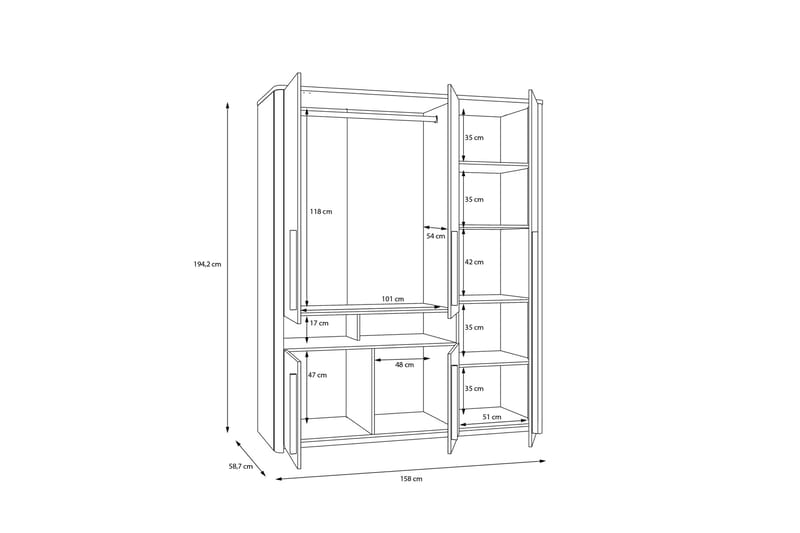 OSTROV Sideboard 44x134 cm Grå/Brun - Garderober & garderobssystem