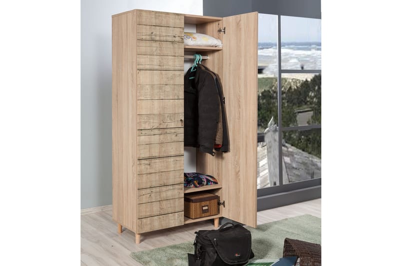 PETRONILA Garderob Panel Trä - Brun - Garderober & garderobssystem