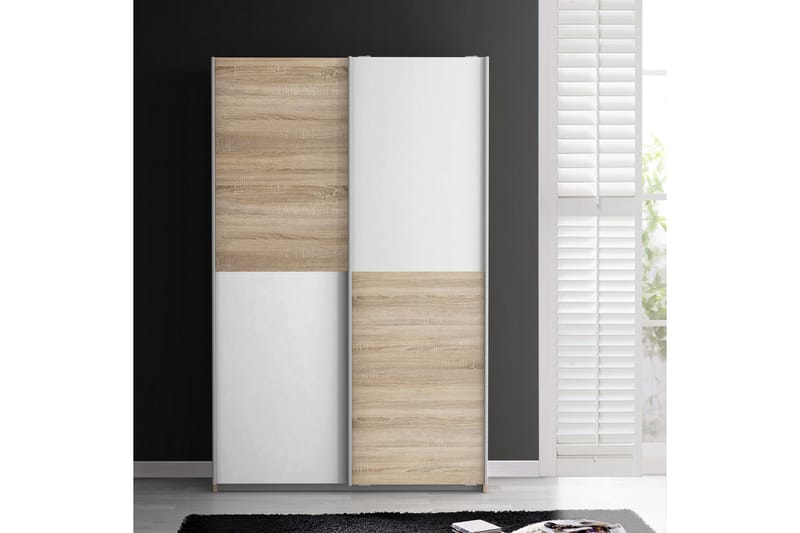 PIANKO Garderob 120x191 cm Brun/Vit - Förvaring - Sko- & klädförvaring - Garderober & garderobssystem