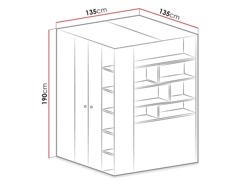 Planeta Garderob med Belysning - Förvaring - Sko- & klädförvaring - Garderober & garderobssystem - Hörngarderob
