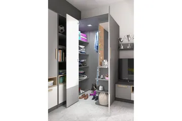 Pok Garderob 130x93x193 cm - Grå/Svart/Vit - Förvaring - Sko- & klädförvaring - Garderober & garderobssystem