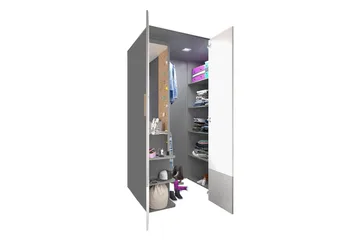 Pok Garderob 130x93x193 cm - Grå/Svart/Vit - Förvaring - Sko- & klädförvaring - Garderober & garderobssystem