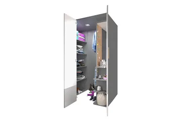 Pok Garderob 130x93x193 cm - Grå/Svart/Vit - Förvaring - Sko- & klädförvaring - Garderober & garderobssystem