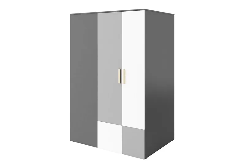 Pok Garderob 130x93x193 cm, Grå/Svart/Vit