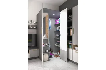 Pok Garderob 130x93x193 cm - Grå/Svart/Vit - Förvaring - Sko- & klädförvaring - Garderober & garderobssystem