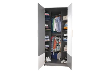 Pok Garderob 95x95x193 cm - Grå/Svart/Vit - Förvaring - Sko- & klädförvaring - Garderober & garderobssystem - Hörngarderob
