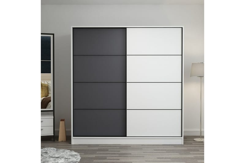 Poolburn Garderob 180 cm Grå/Vit - Förvaring - Sko- & klädförvaring - Garderober & garderobssystem