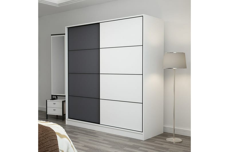 Poolburn Garderob 180 cm Grå/Vit - Förvaring - Sko- & klädförvaring - Garderober & garderobssystem