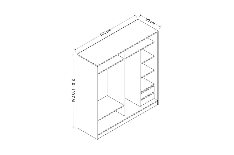 Poolburn Garderob 180 cm Vit/ek - Förvaring - Sko- & klädförvaring - Garderober & garderobssystem