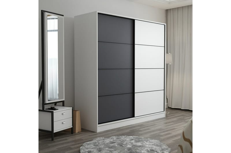 Poolburn Garderob 220 cm Grå/Vit - Förvaring - Sko- & klädförvaring - Garderober & garderobssystem