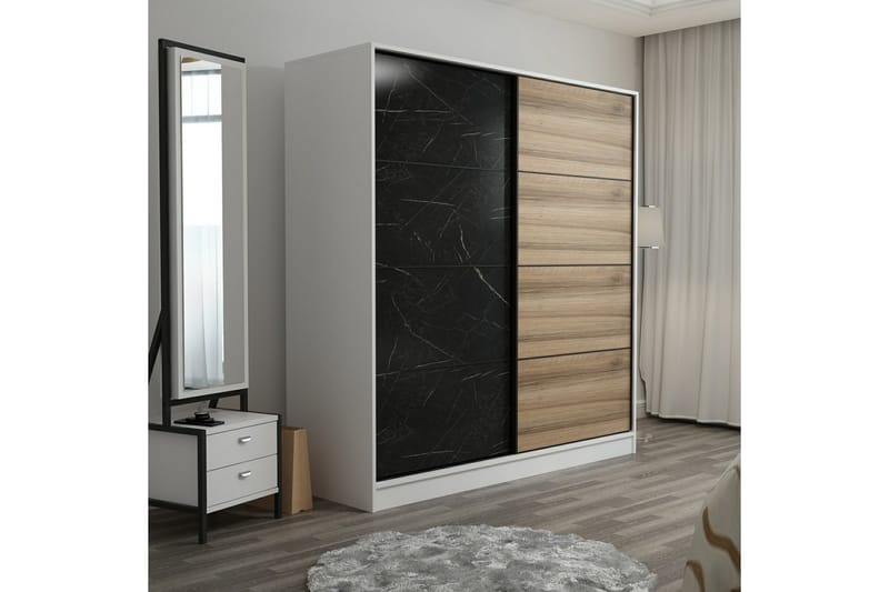 Poolburn Garderob 220 cm Svart/Brun - Förvaring - Sko- & klädförvaring - Garderober & garderobssystem