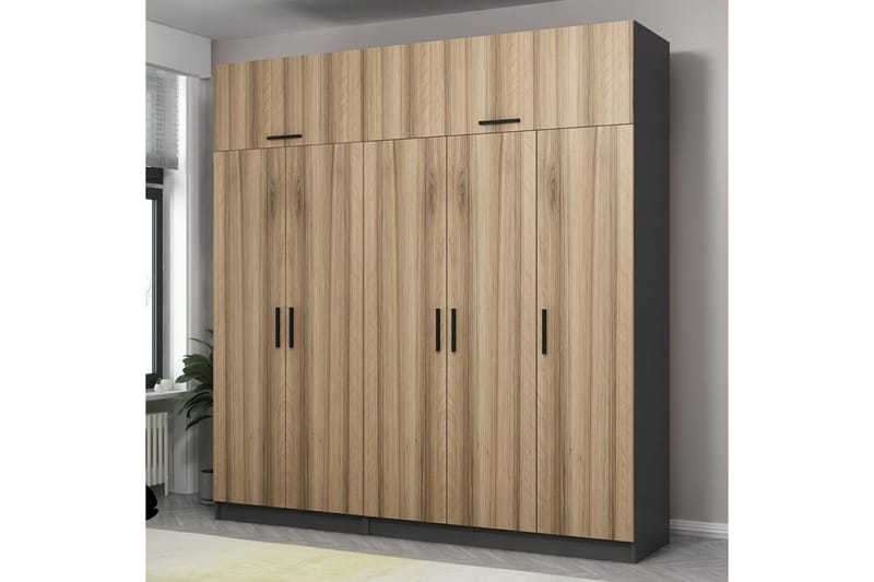 Poolburn Garderob 225 cm Brun/Grå - Förvaring - Sko- & klädförvaring - Garderober & garderobssystem