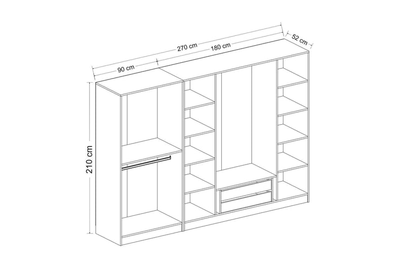 Poolburn Garderob 270 cm Brun - Garderober & garderobssystem