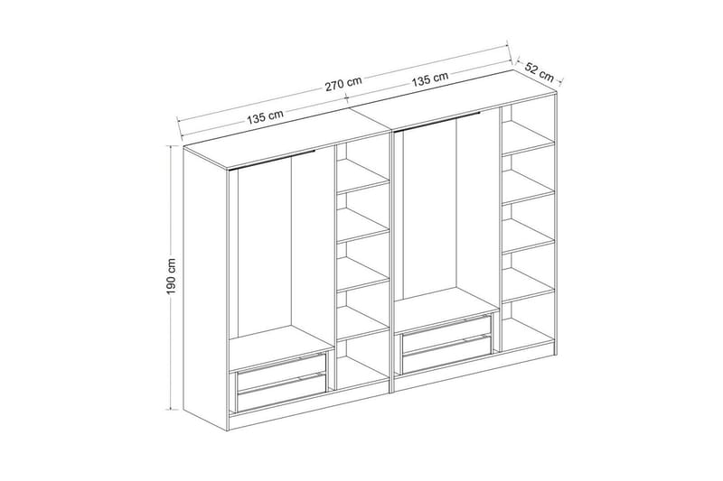 Poolburn Garderob 270 cm Vit - Garderober & garderobssystem