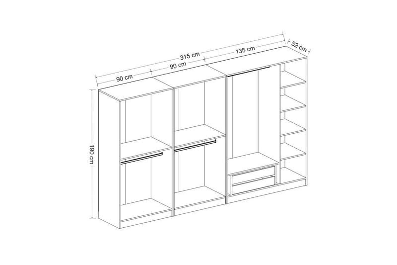 Poolburn Garderob 315 cm Vit - Garderober & garderobssystem