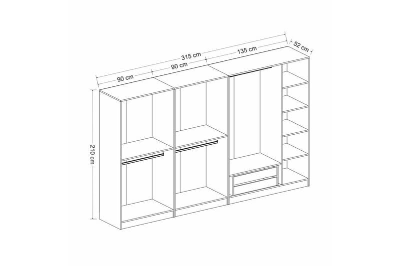 Poolburn Garderob 315 cm Vit - Garderober & garderobssystem