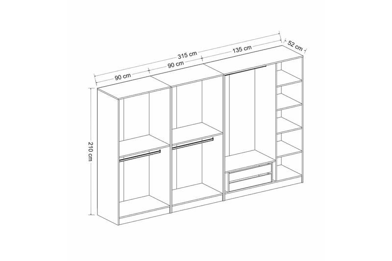 Poolburn Garderob 315 cm Vit - Garderober & garderobssystem