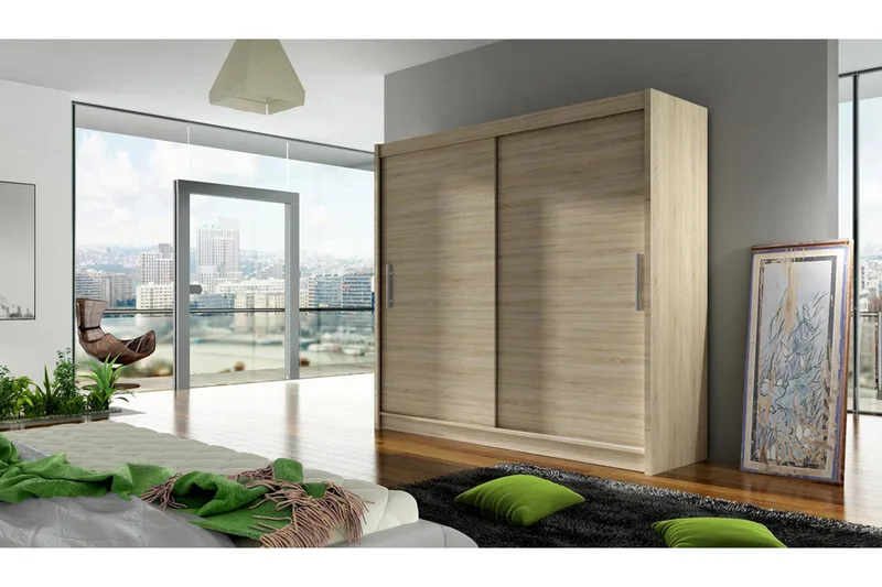 Prag Garderob 180 cm Skjutdörrar - Beige/Trä/Natur - Förvaring - Sko- & klädförvaring - Garderober & garderobssystem