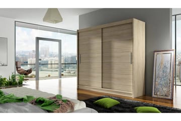 Prag Garderob 180 cm Skjutdörrar - Beige/Trä/Natur - Förvaring - Sko- & klädf örvaring - Garderober & garderobssystem