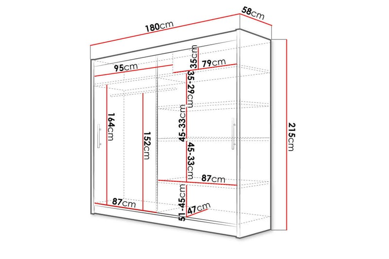 Prag Garderob 180 cm Skjutdörrar - Beige/Trä/Natur - Förvaring - Sko- & klädförvaring - Garderober & garderobssystem