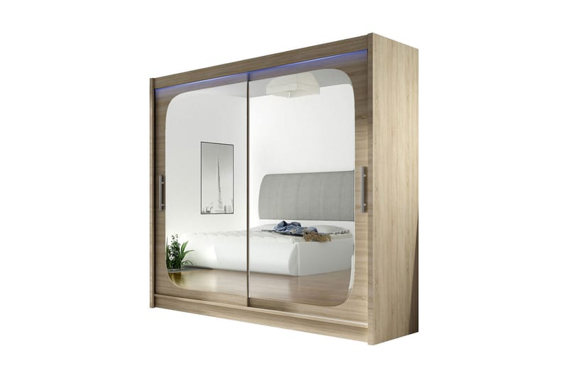 Prag Garderob 180x57x215 cm, Beige|Vit