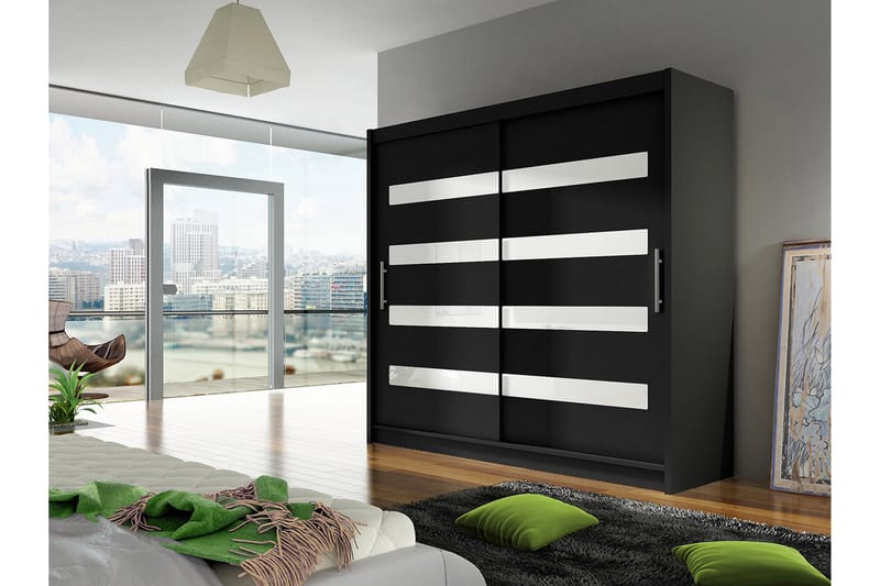 Prag Garderob 180x57x215 cm LED-belysning Scandinavian Choice Black - Förvaring - Sko- & klädförvaring - Garderober & garderobssystem