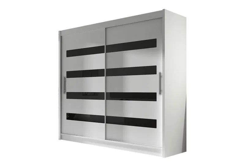 Prag Garderob 180x57x215 cm LED-belysning, Vit/Svart