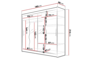 Prag Garderob 180x57x215 cm - Vit - Förvaring - Sko- & klädförvaring - Garderober & garderobssystem