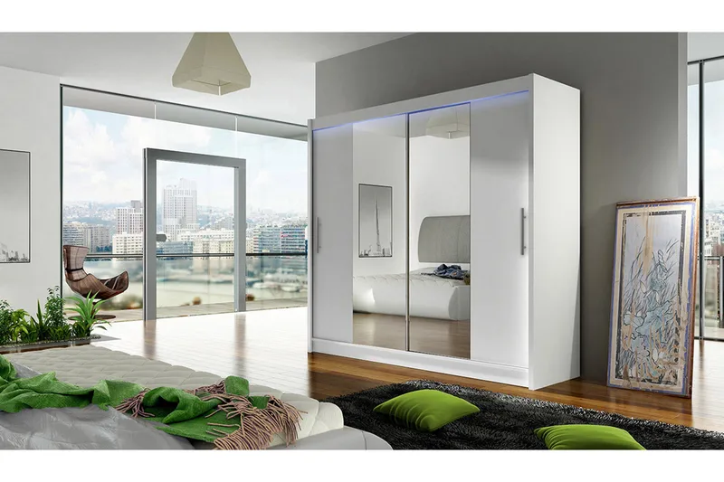 Prag Garderob 180x57x215 cm - Vit - Förvaring - Sko- & klädförvaring - Garderober & garderobssystem