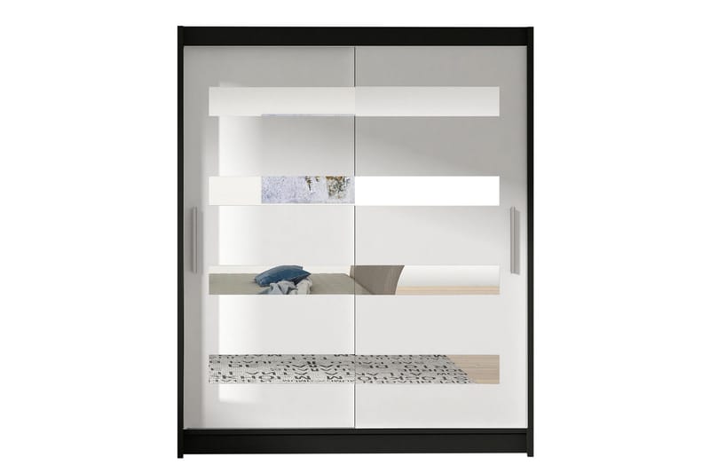 Presto Garderob 58x150 cm i Trä med Metallram, Svart|Vit