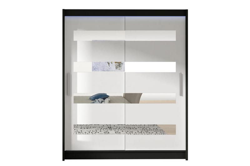 PRESTO Garderob 58x150 cm LED-belysning Svart/Vit - Svart/Vit - Garderober & garderobssystem