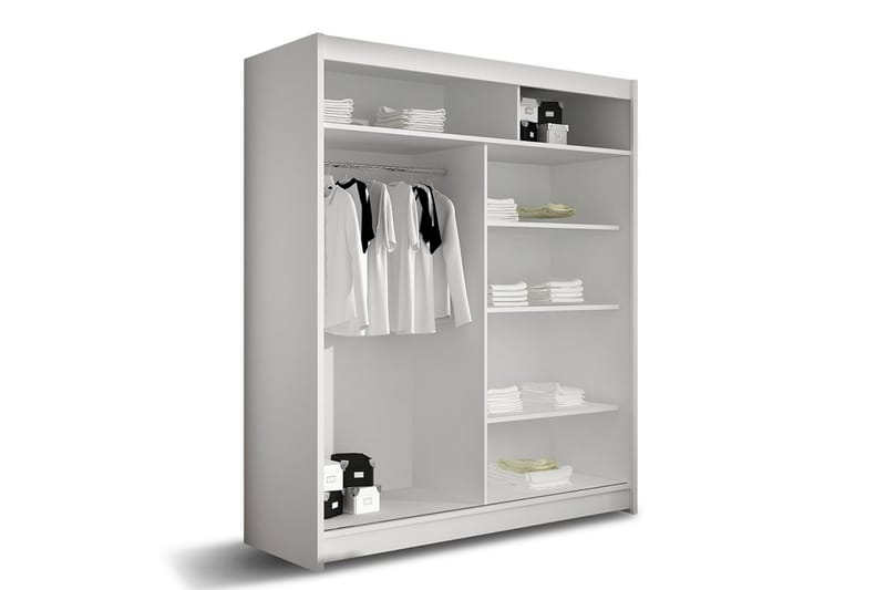 PRESTO Garderob 58x150 cm LED-belysning Vit/Svart - Vit/Svart - Förvaring - Sko- & klädförvaring - Garderober & garderobssystem