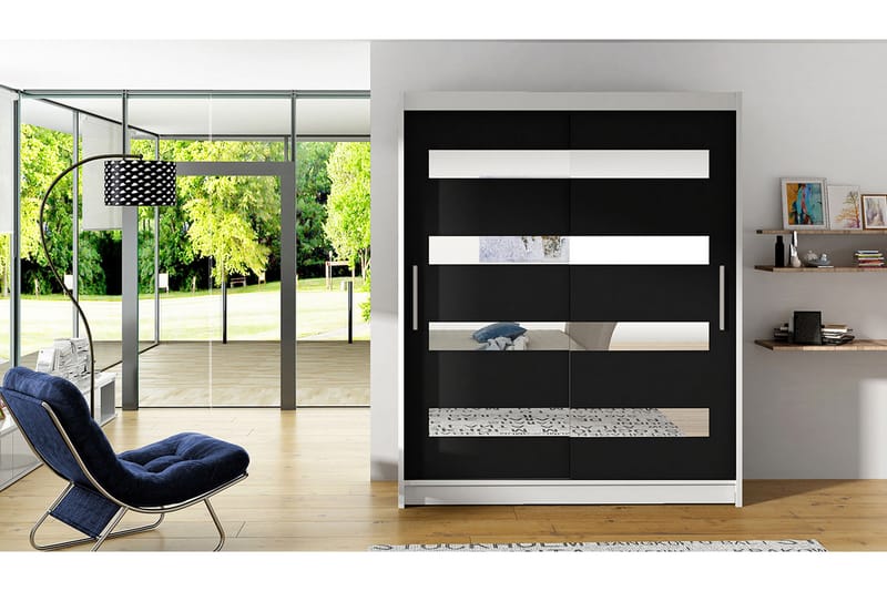 PRESTO Garderob 58x150 cm Vit/Svart - Vit/Svart - Förvaring - Sko- & klädförvaring - Garderober & garderobssystem
