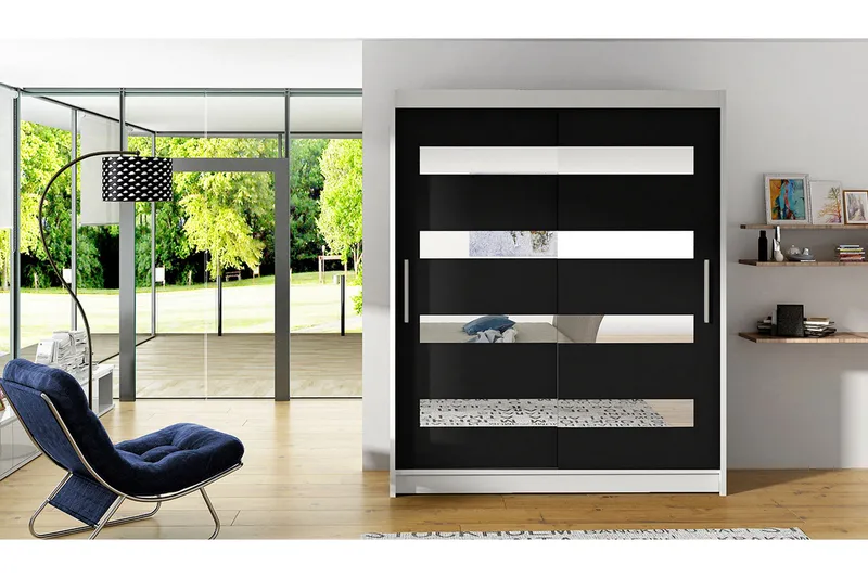 Presto Garderob 58x150 cm - Vit/Svart - Förvaring - Sko- & klädförvaring - Garderober & garderobssystem