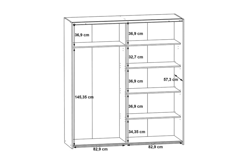 PULESTRI Sideboard 41x165 cm Grå - Garderober & garderobssystem
