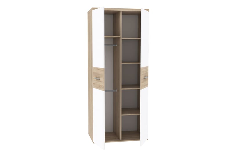 PURLPIT Garderob 80x189 cm Brun/Vit - Brun/Vit - Förvaring - Sko- & klädförvaring - Garderober & garderobssystem