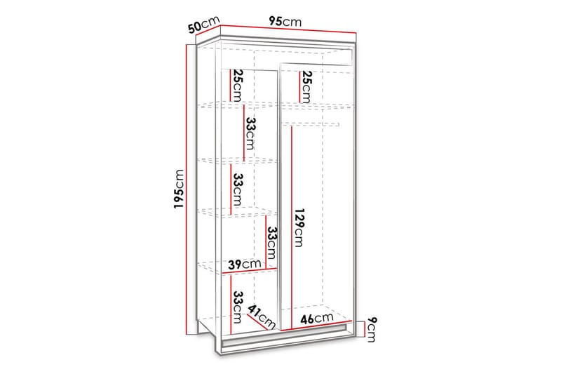 QUANT Garderob 50x95 cm Ek/Svart - Ek/Svart - Förvaring - Sko- & klädförvaring - Garderober & garderobssystem