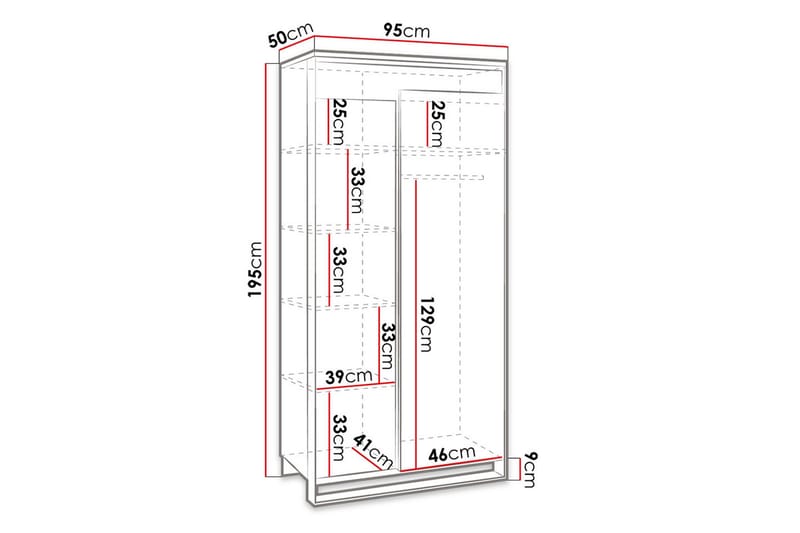 Quant Garderob 50x95 cm - Ek/Svart - Förvaring - Sko- & klädförvaring - Garderober & garderobssystem