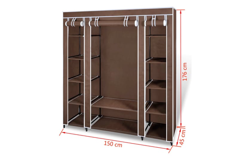 Resegarderob med fack och stänger 45x150x176 cm brun - Brun - Förvaring - Sko- & klädförvaring - Garderober & garderobssystem