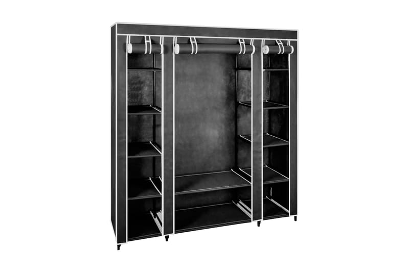 Resegarderob med fack och stänger 45x150x176 cm svart - Svart - Förvaring - Sko- & klädförvaring - Garderober & garderobssystem