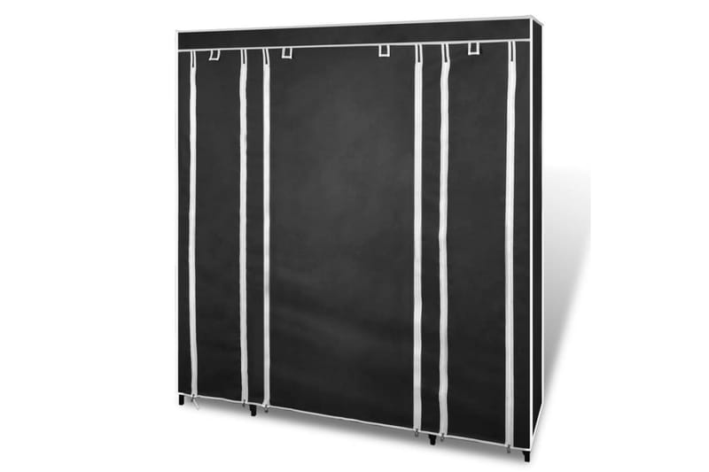 Resegarderob med fack och stänger 45x150x176 cm svart - Svart - Förvaring - Sko- & klädförvaring - Garderober & garderobssystem
