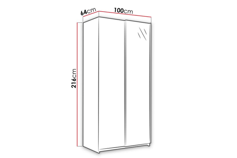 RICK Garderob 100x64x216 cm - Vit - Garderober & garderobssystem