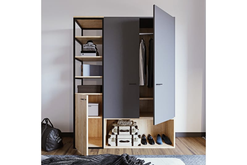 SANDVIC Garderob 144x40 cm Antracit/Natur - Förvaring - Sko- & klädförvaring - Garderober & garderobssystem